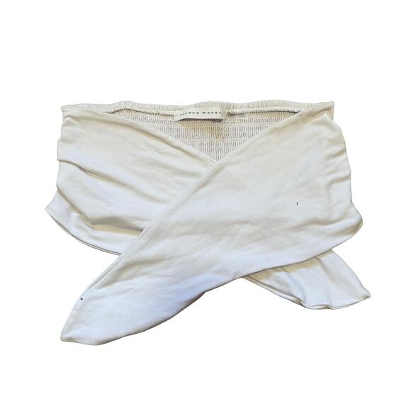 Susana Monaco White Smocked Bandeau Tie-Front Top - Size Small - Picture 2 of 5